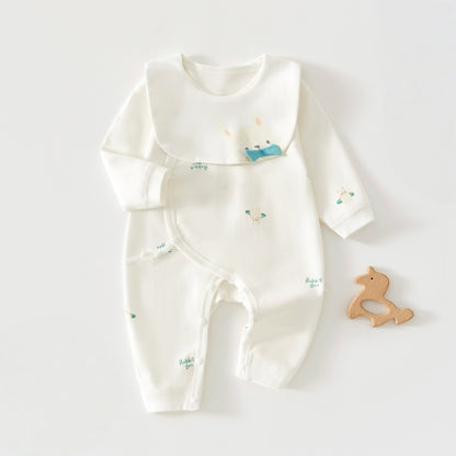 【BABY】北欧風うさぎ柄カバーオール＆スタイSK102601