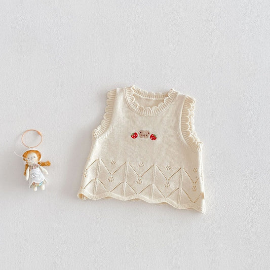 【BABY&KID】どうぶつ刺繍ニットベストSK104117