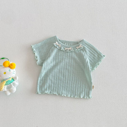 【BABY&KID】夏新作 フリル蝶結びTシャツSK105107