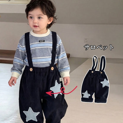 【BABY&KID】星柄サロペット、ボーダートレーナーSK107017