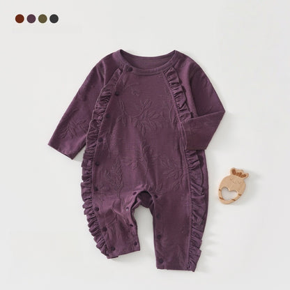 【BABY】北欧風フリルジャカードニットカバーオールSK102617