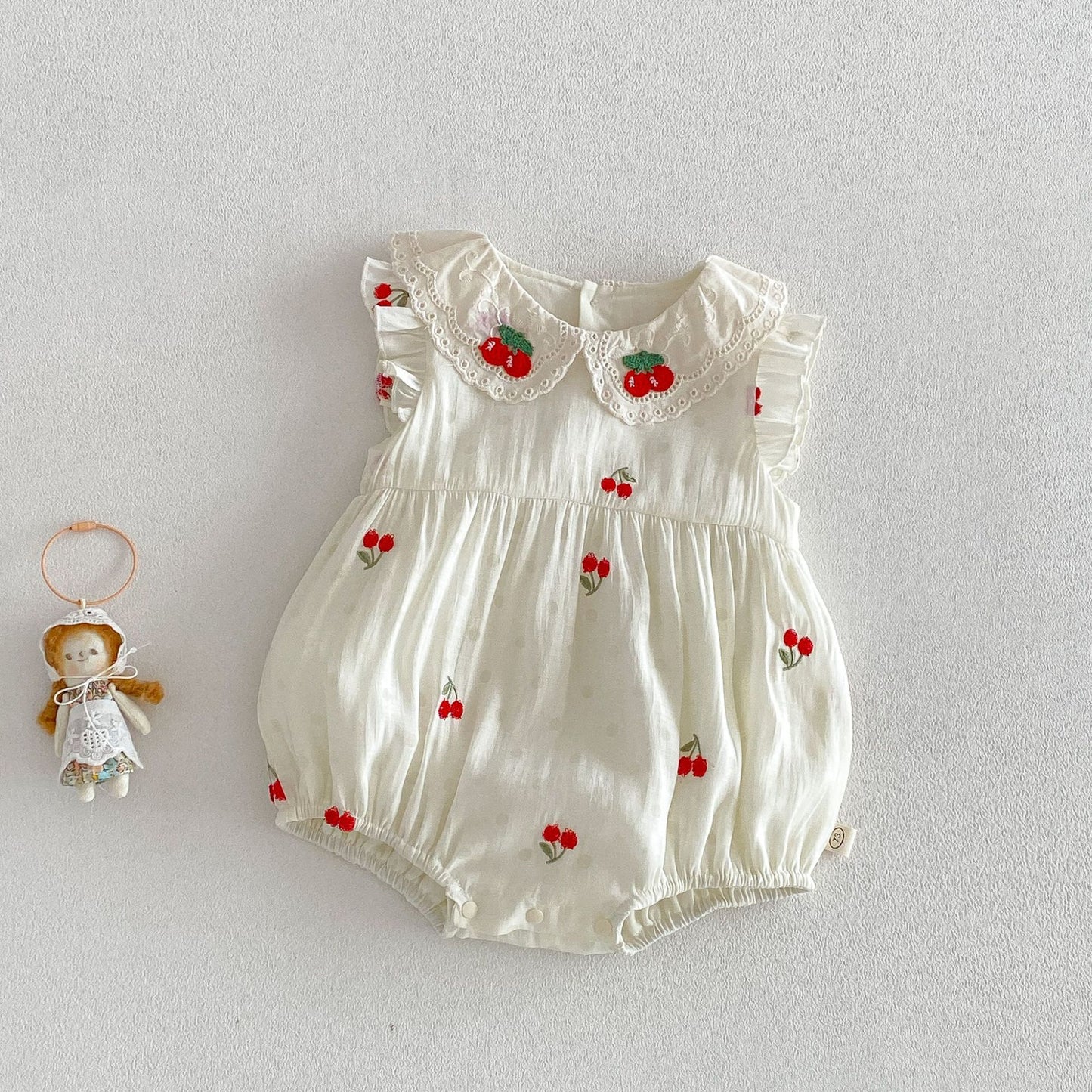 【BABY&KID】夏新作 さくらんぼ刺繍ロンパース、ワンピースSK105117