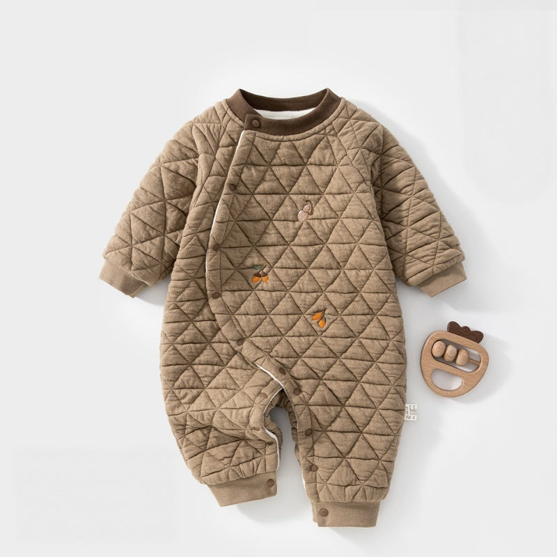 【BABY】冬新作レトロダイヤ柄刺繍カバーオールSK108209
