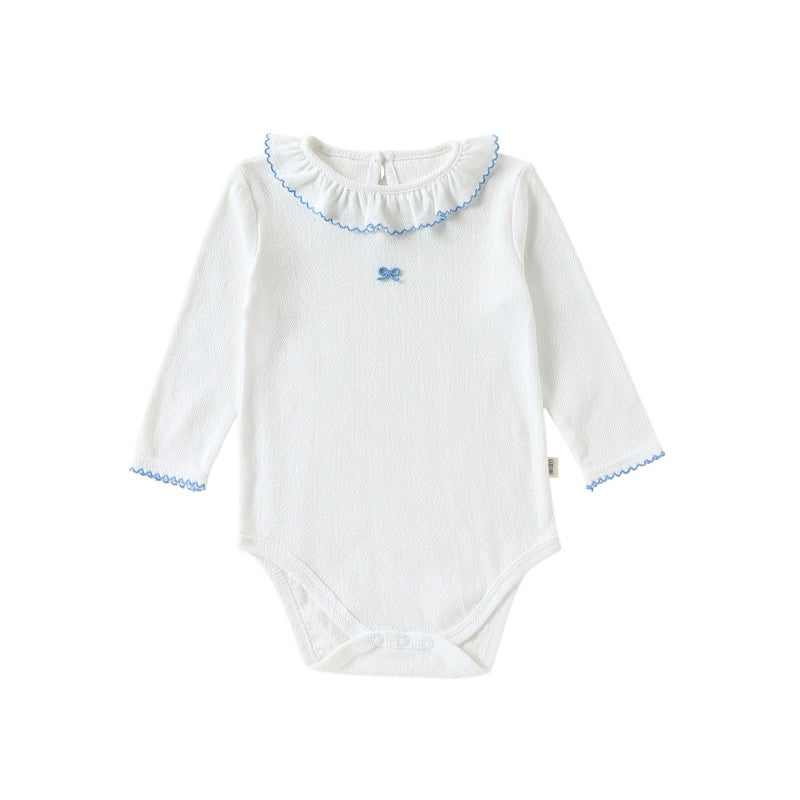 【BABY】北欧風フリル襟蝶結びロンパースSK107108