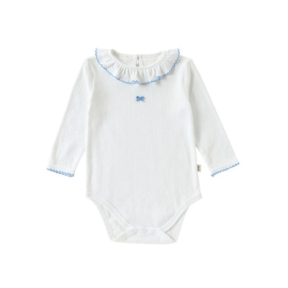 【BABY】北欧風フリル襟蝶結びロンパースSK107108