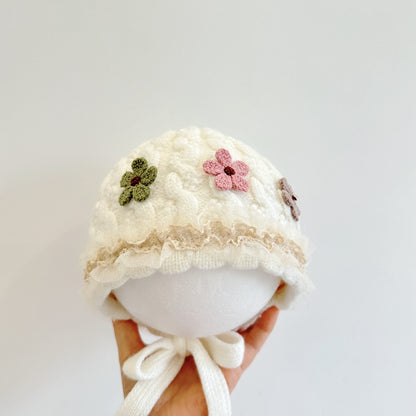 【HAT】三つ花レースベビーボンネットSK101611