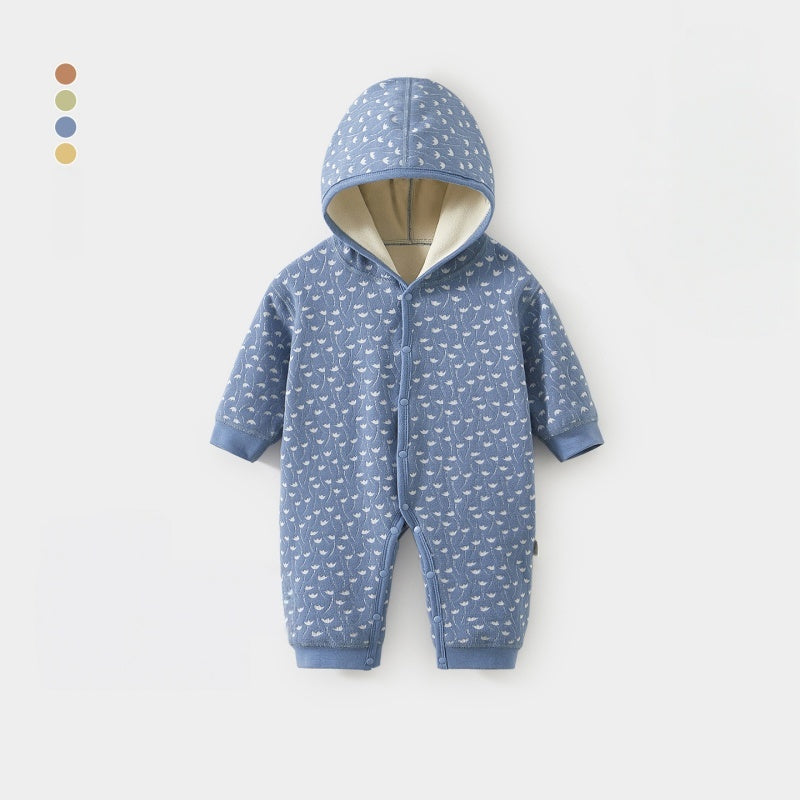 【BABY】冬新作北欧風レトロ裏起毛フードカバーオールSK102633