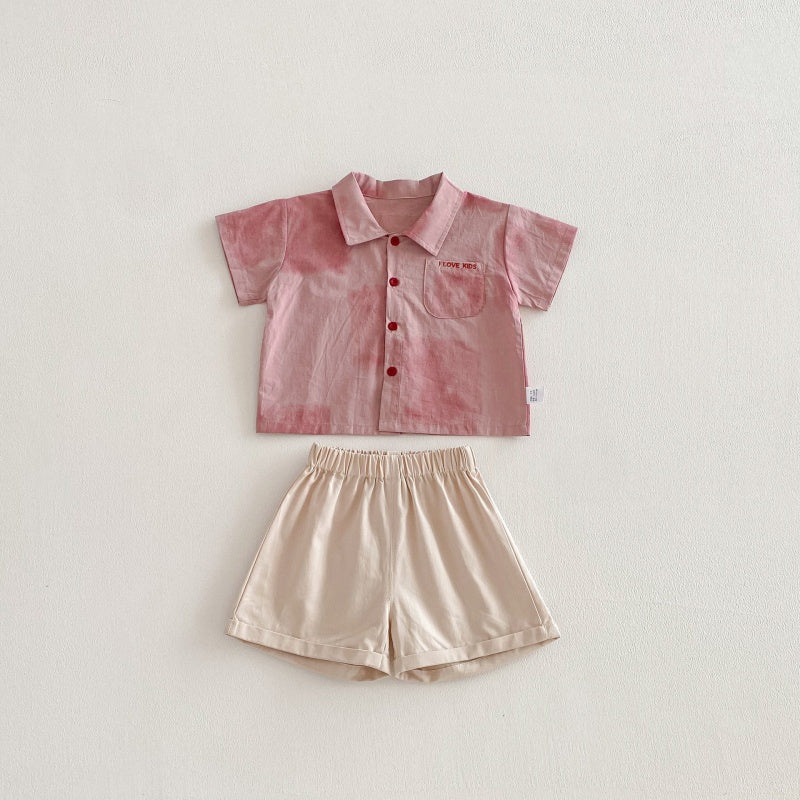 【BABY】夏新作ピンクシャツ＆ショートパンツSK104616