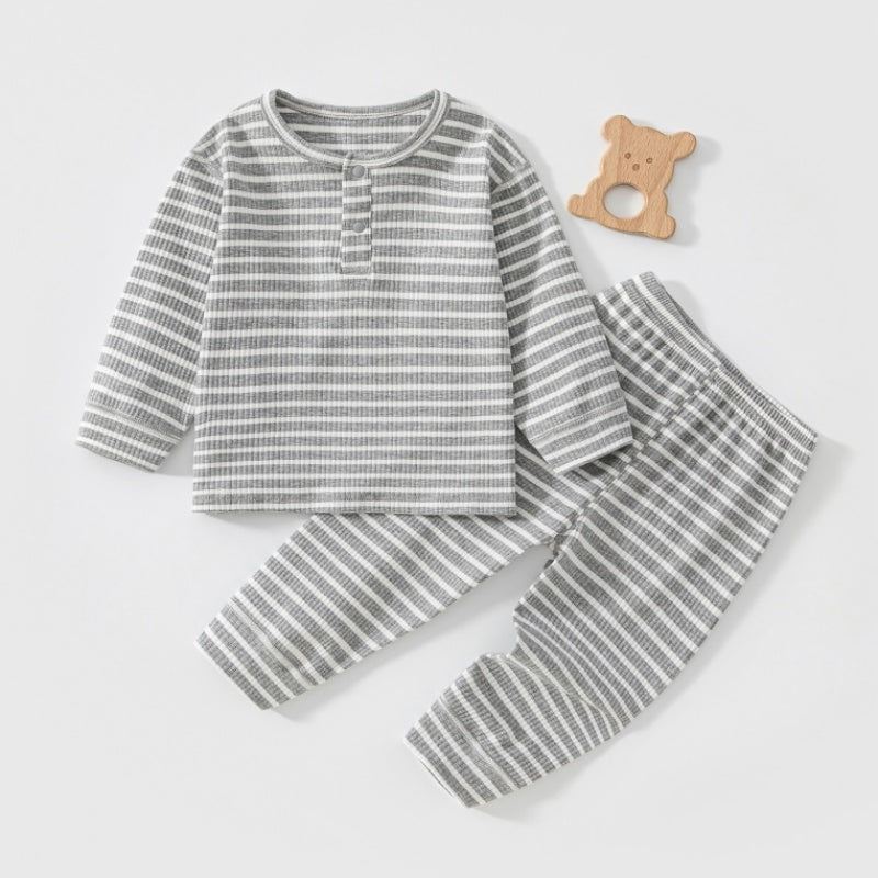 【BABY&KID】北欧風ボーダーリブセットアップSK107118