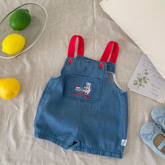 【BABY】夏新作 くま刺繍デニムサロペットSK092624