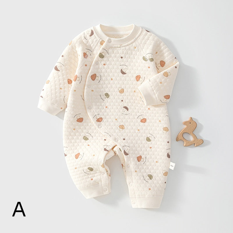[BABY] New Winter All-Over Print Diagonal-Opening Quilted Coverall SK108220