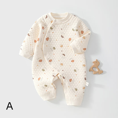 [BABY] New Winter All-Over Print Diagonal-Opening Quilted Coverall SK108220