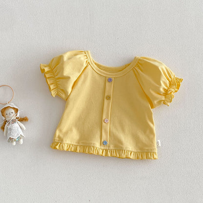 【BABY&KID】夏新作 スウィートパフスリーブTシャツSK105106