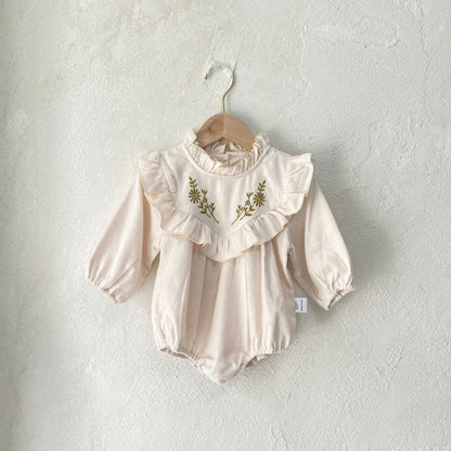 【BABY】起毛花柄刺繍ロンパースSK101522