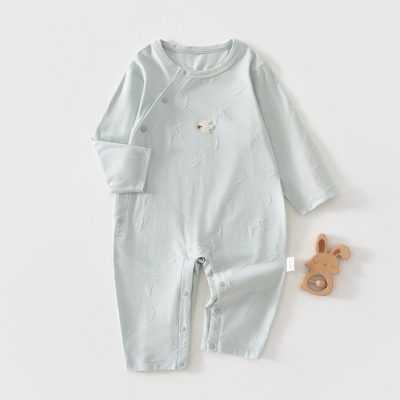 【BABY】北欧風ジャカード斜めボタンカバーオールSK104421