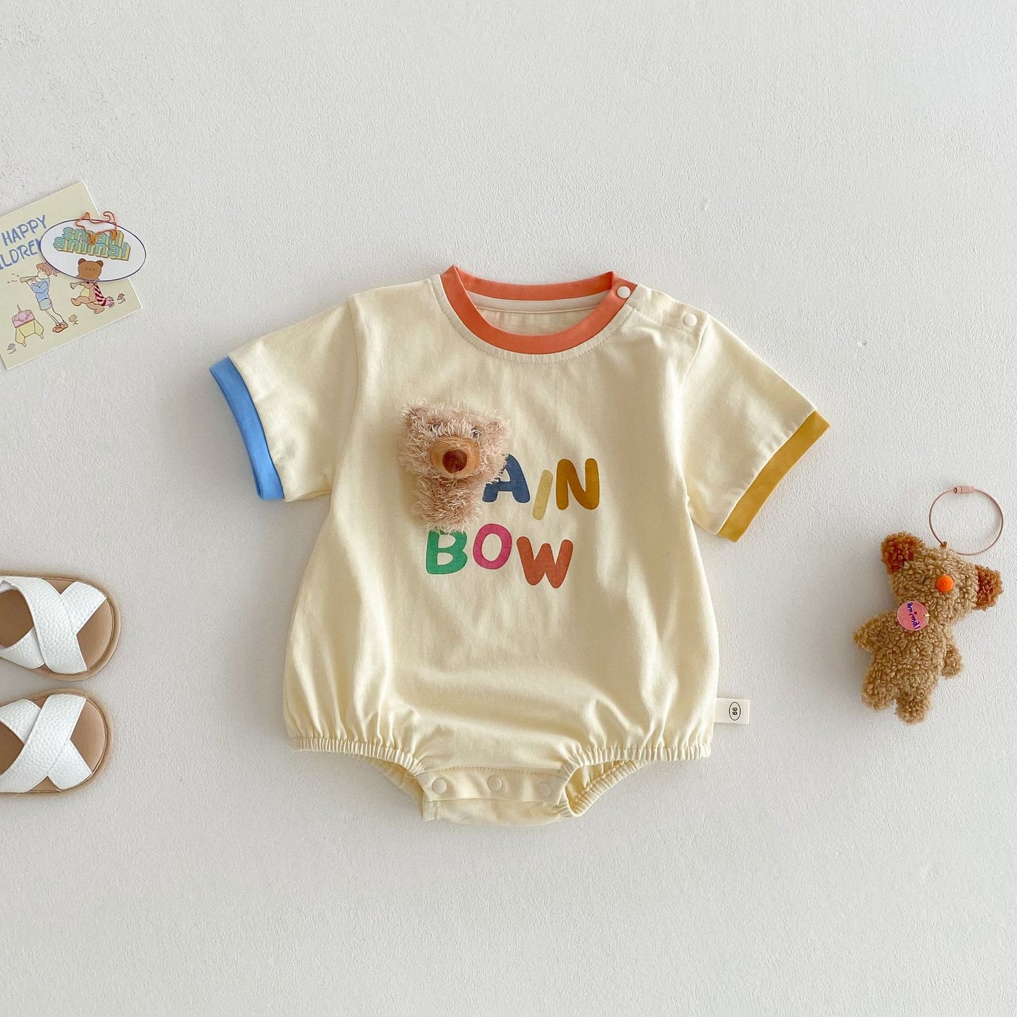 【BABY】夏新作  カラーバリBOWベアロンパース、Ｔシャツ、パンツSK061607