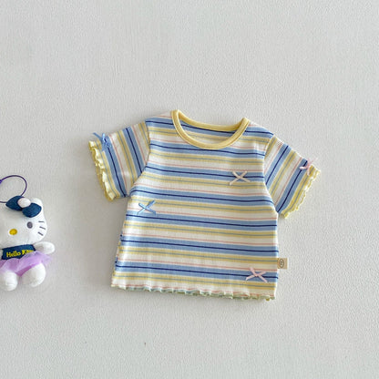 【BABY&KID】夏新作 配色ボーダーTシャツSK105101