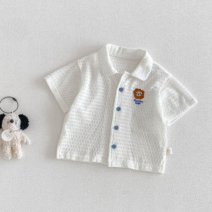 【BABY&KID】夏新作 通気ワッペンシャツ、ストライプショートパンツSK105112