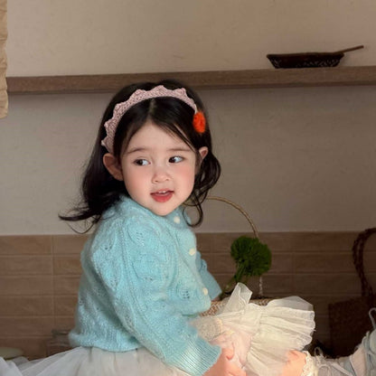 【BABY&KID】韓国風ニットカーディガン、小花柄長袖、チュールスカートSK104002