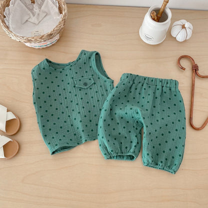 【BABY&KID】夏新作シンプルドットセットアップSK104620