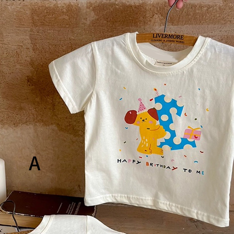 【BABY&KID】夏新作 コットンキャラクタープリント半袖TシャツSK091625