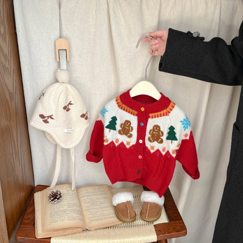 【BABY&KID】冬新作クリスマスツリー柄ニットカーディガンSK103223