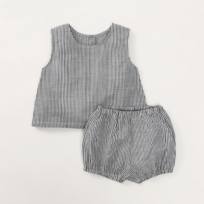 【BABY&KID】夏新作 北欧風おしゃれノースリーブセットアップSK092019