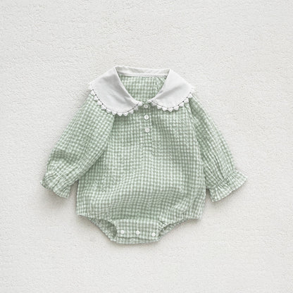 【BABY】丸衿チェックロンパースSK100106