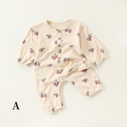 【BABY】北欧風フルーツプリントカバーオールSK101318