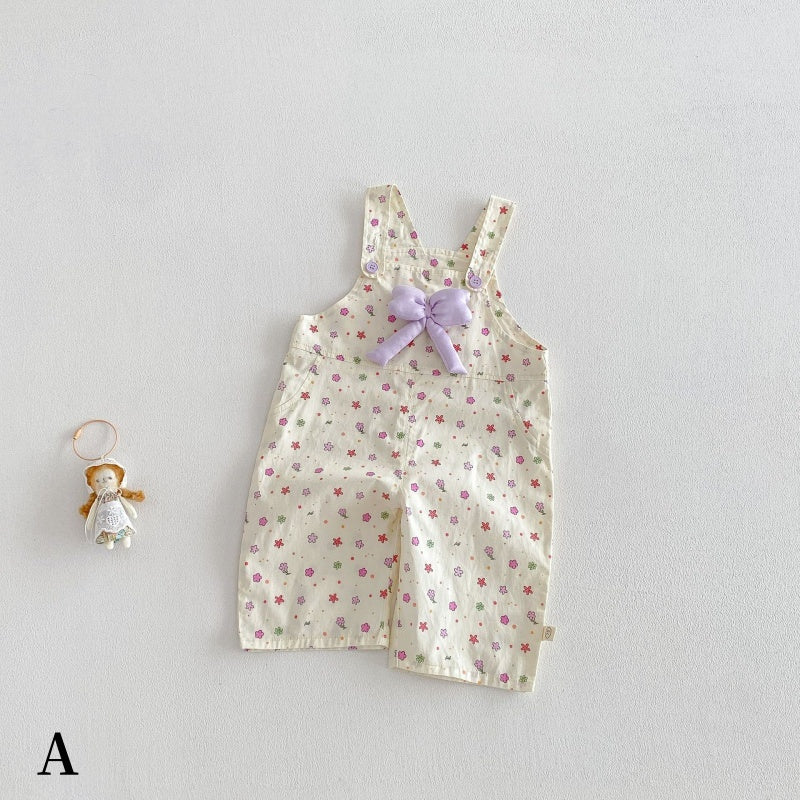 【BABY&KID】夏新作蝶結び総柄サロペット、レース襟TシャツSK104823