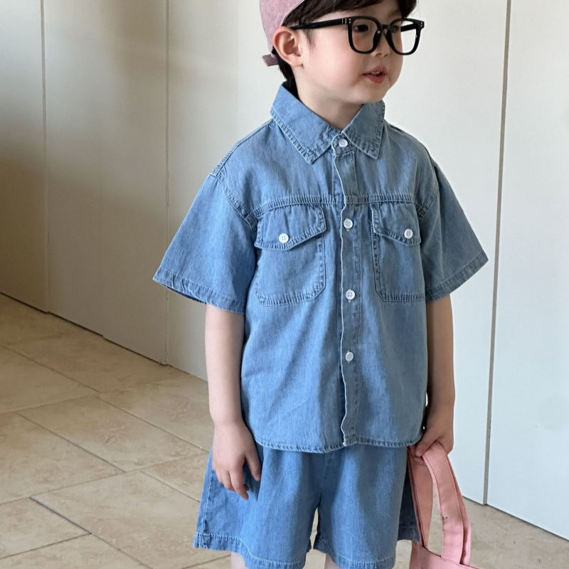 【BABY＆KID】夏新作 おしゃれビッグポケットデニムセットSK063014