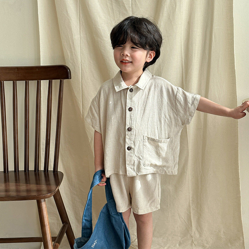 【BABY＆KID】夏新作 ナチュラル亜麻セットアップ、ワンピースSK063016