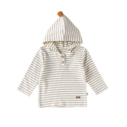 【BABY&KID】ボーダーフード長袖トップスSK102326