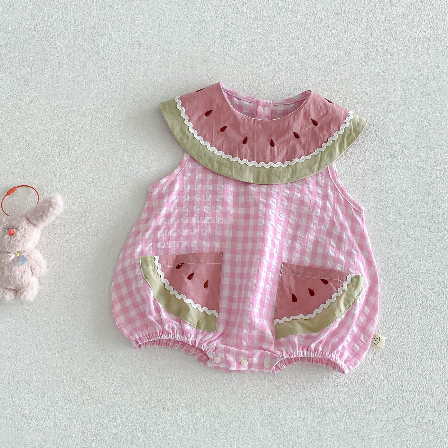 【BABY&KID】夏新作 すいかチェックロンパース、ワンピースSK105122