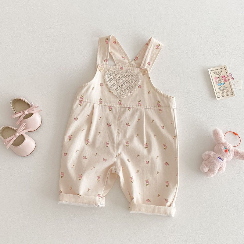 【BABY&KID】小花柄サロペット、刺繍襟シャツSK107212