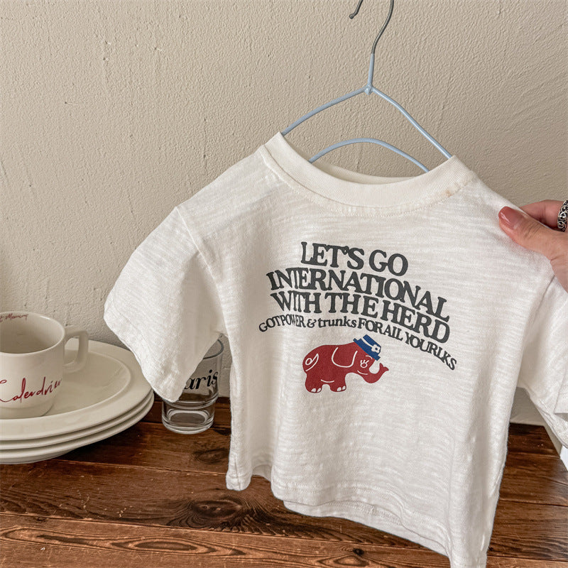【BABY&KID】夏新作 ゾウさんプリントTシャツSK091610