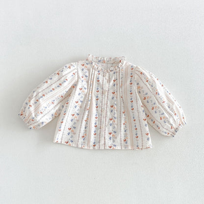 【BABY&KID】小花柄シャツ、刺繍ジャンパースカートSK107210