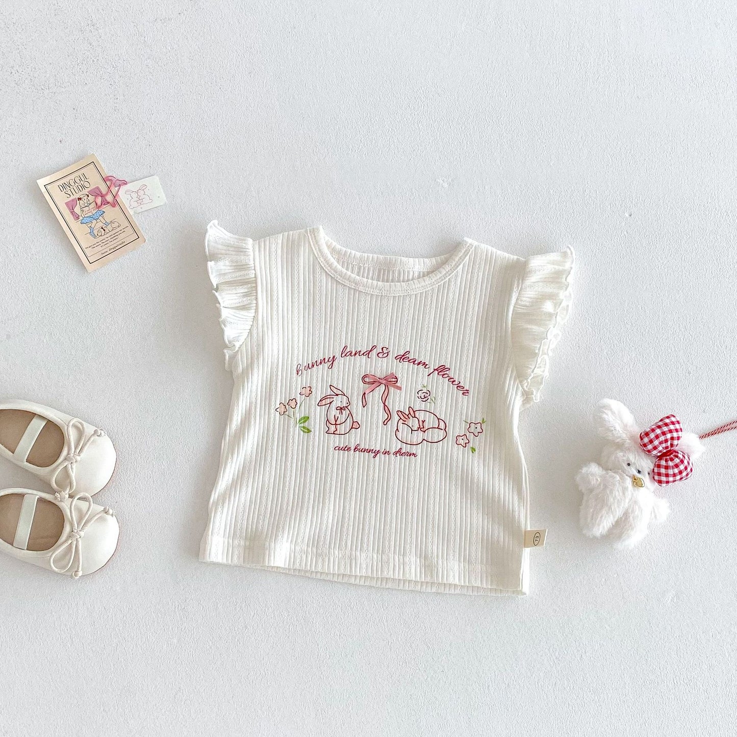 【BABY&KID】夏新作 うさぎプリントトップス、チェックショートパンツSKO71218