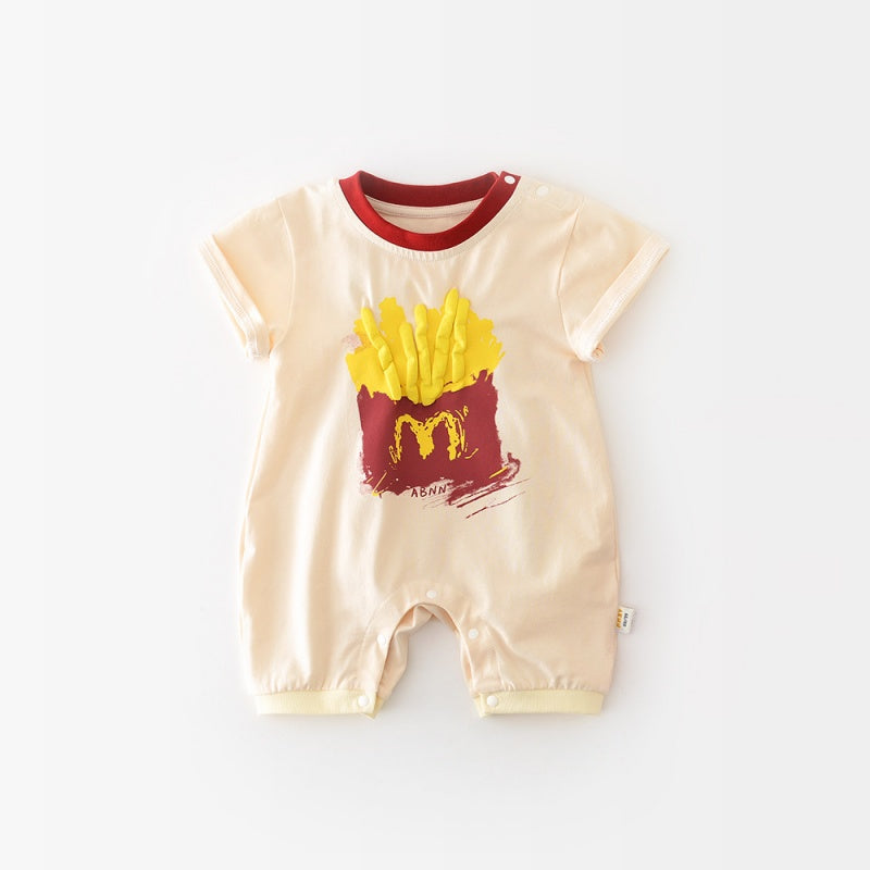 【BABY】夏新作フライドポテト落書きカバーオールSK106003