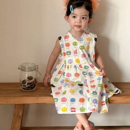 【BABY&KID】夏新作りんご総柄セットアップ、ワンピースSK104708