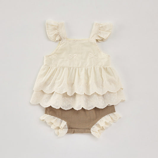 【BABY&KID】夏新作 刺繍フリルキャミ&バルーンパンツSK081720