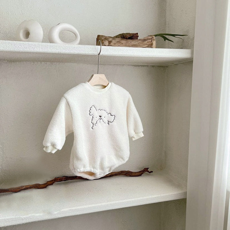 【BABY】ひつじ刺繍ボアロンパース&帽子SK101520
