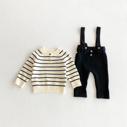 【BABY】ニットセーター＆サロペットセットSK092408