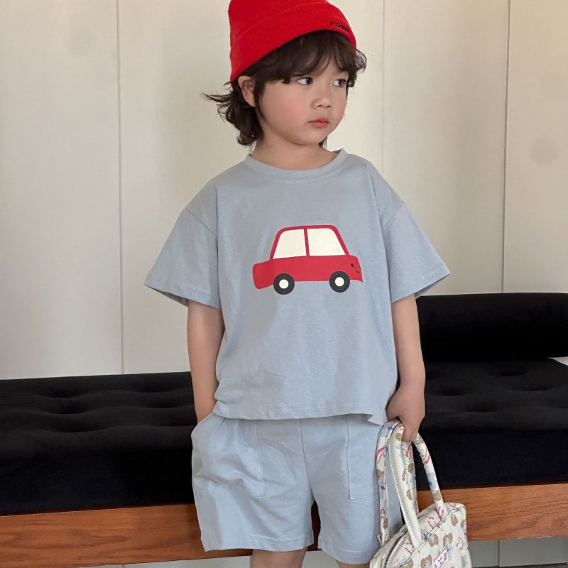 【BABY＆KID】夏新作 カートゥーンカーセットアップSK063008