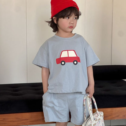 【BABY＆KID】夏新作 カートゥーンカーセットアップSK063008