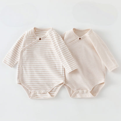 【BABY】北欧風無地＆ボーダーロンパース2点セットSK108010