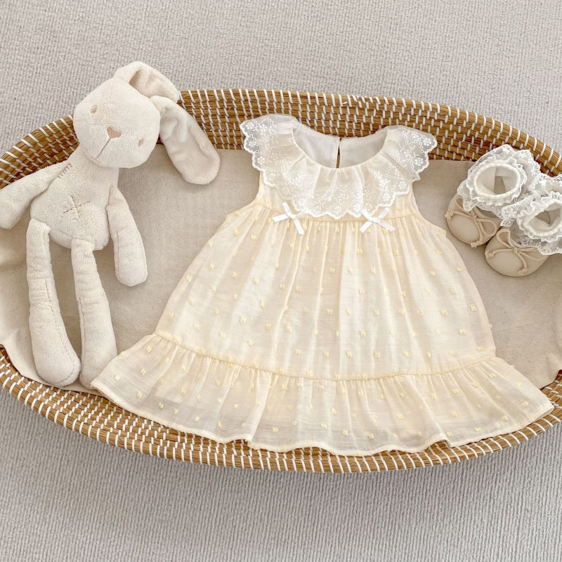 【BABY&KID】夏新作レースラウンドネックジャカードワンピースSK106404