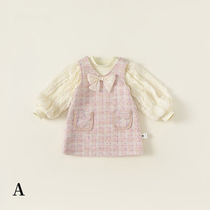 【BABY&KID】シャネル風ジャンパースカート＆パフスリーブブラウスSK101841