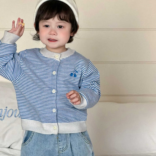 【BABY&KID】ボーダーカーディガン、カートゥーン柄デニムパンツ、ロゴプリント長袖SK104009