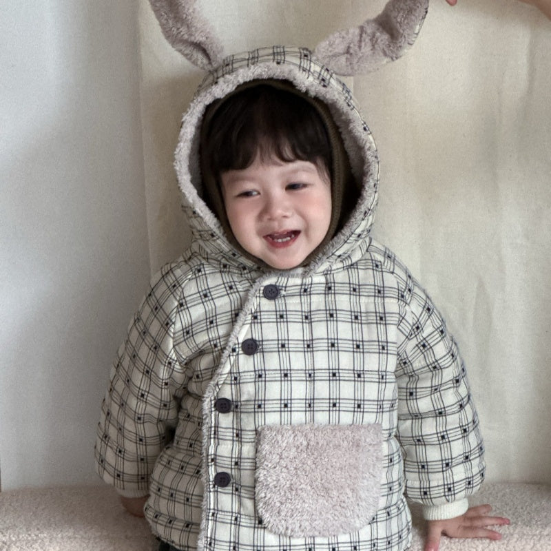 【BABY&KID】冬新作チェックフード付きジャケットSK103126